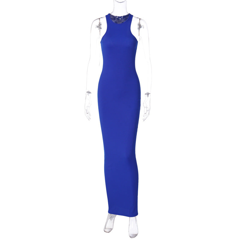 Sexy Fashion Round Neck Sleeveless Long Dresses