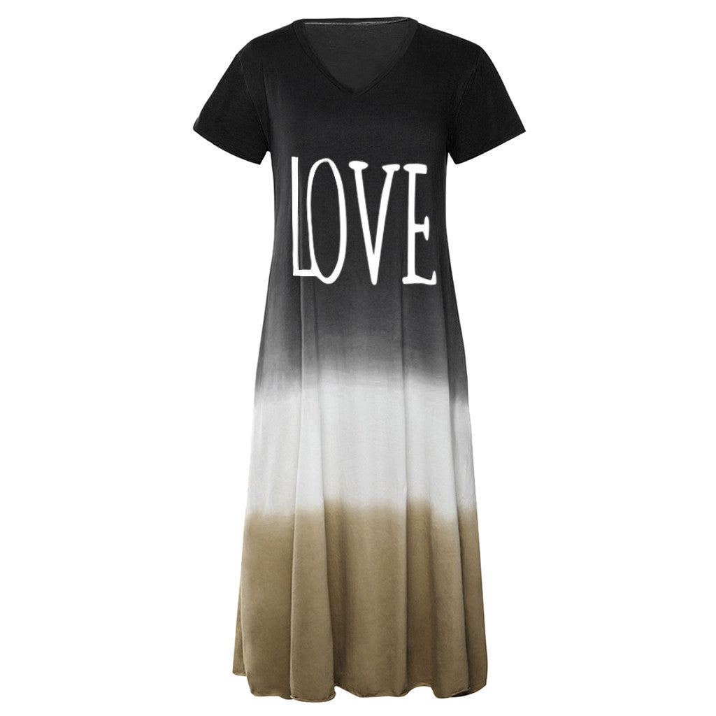 Casual Contrast Design Summer Short Sleeves Dresses