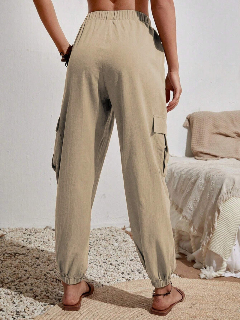 Casual Women Pockets Trousers