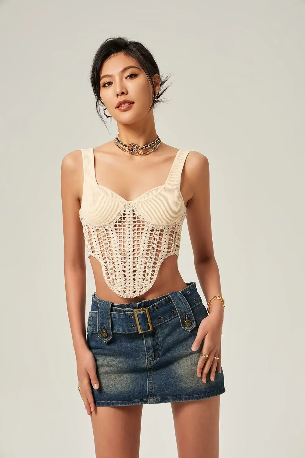 Fashion Crochet Knitted Midriff Baring Summer Tank Tops