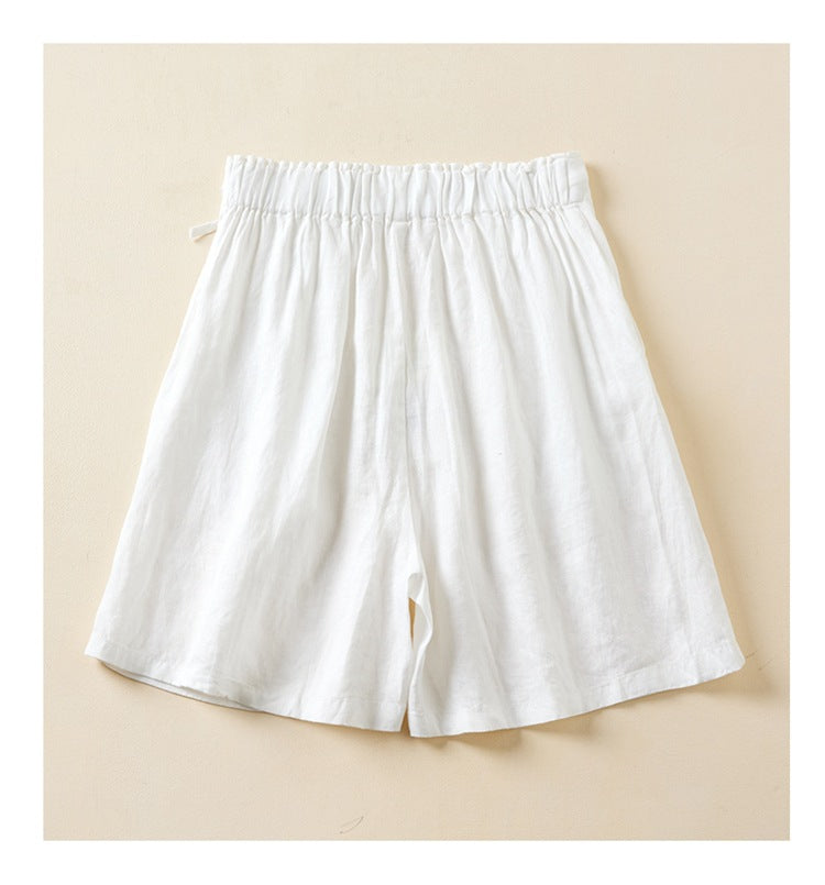 Casual Linen Elastic Waist Summer Plus Sizes Shorts