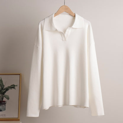 Fashion Winter Polo Neck Knitted Tops & Wide Legs Pants