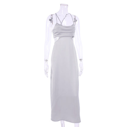 Sexy Satin Backless Long Sleeveless Party Dresses