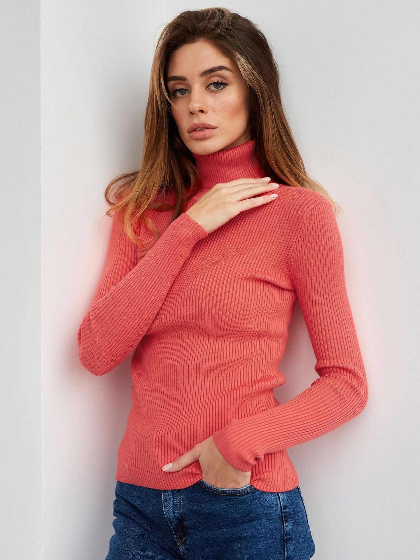 Sexy High Neck Knitted Sheath Sweaters