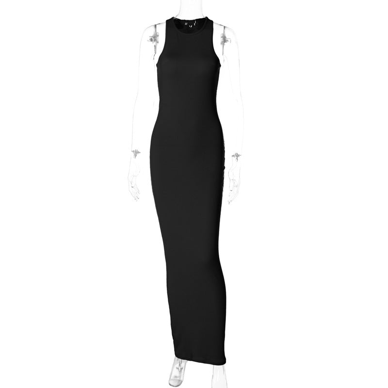 Sexy Fashion Round Neck Sleeveless Long Dresses