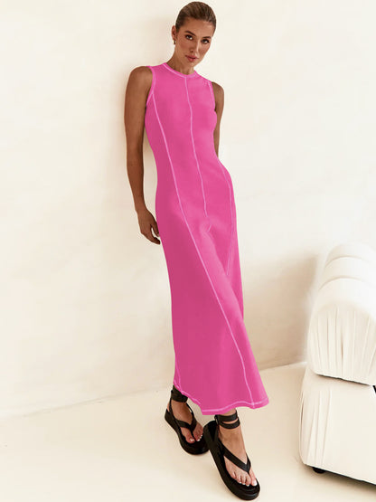 Designed Vintage Knitted Sleeveless Long Dresses