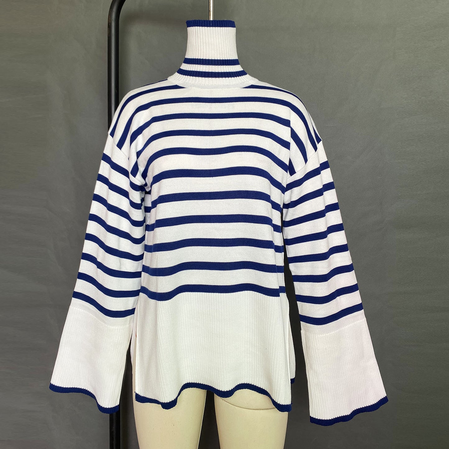 Fashion High Neck Striped Pullover Sweaters