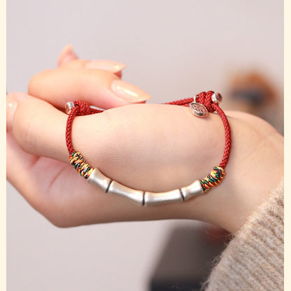 S999 Silver Bamboo Design Woven Bracelets