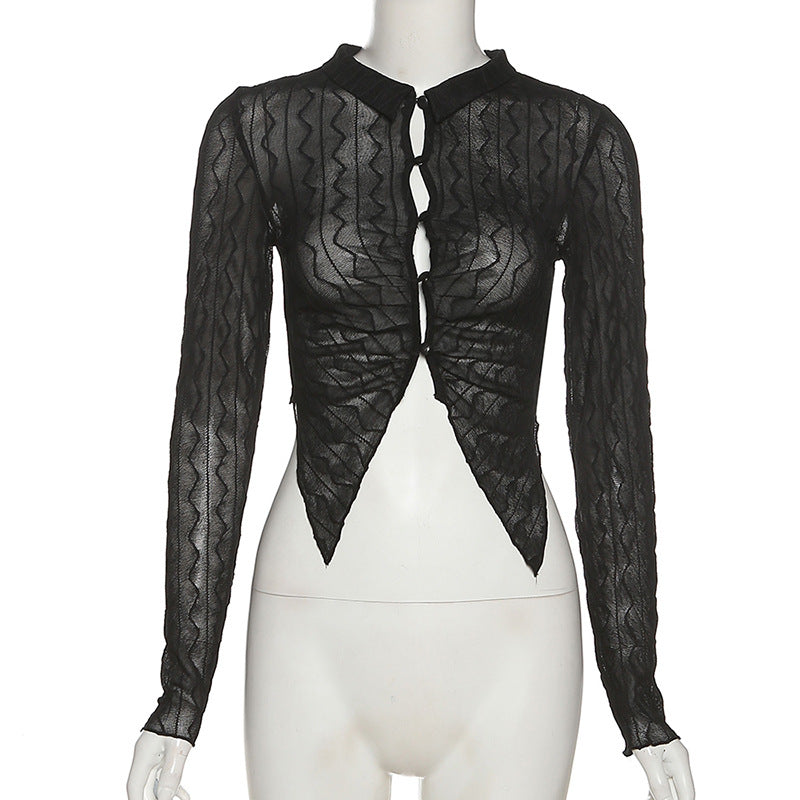 Fashion Midriff Baring Long Sleeves Shirts