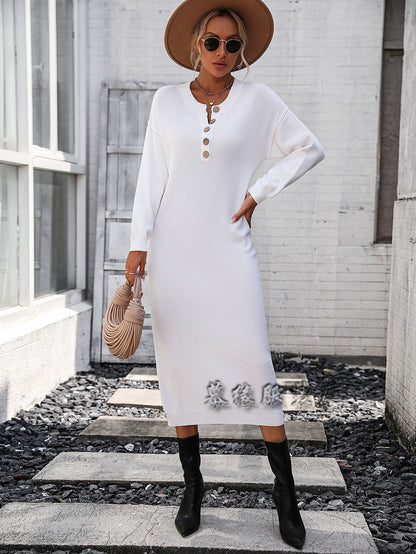 Fashion Button Design Knitted Shirts Dresses