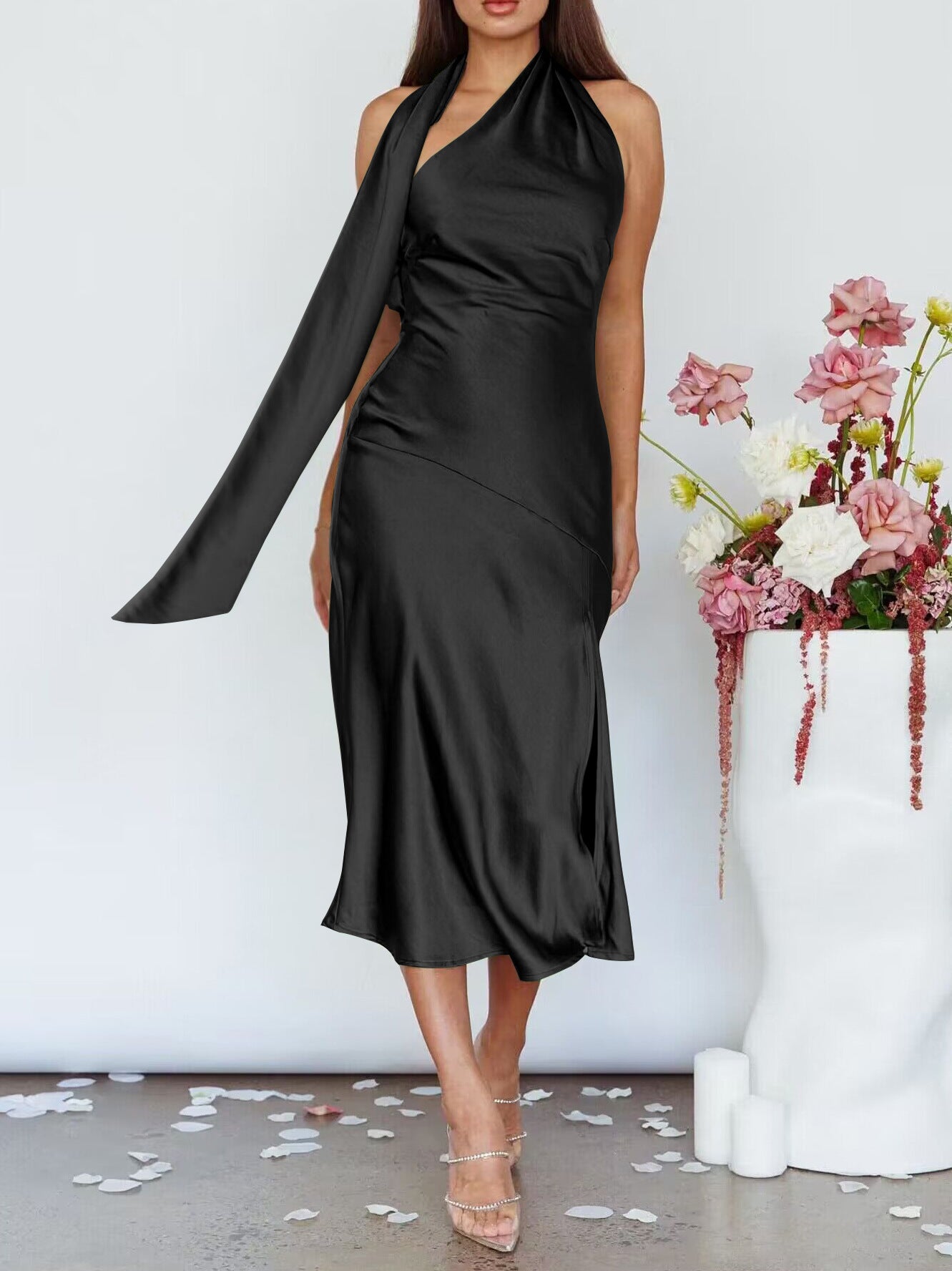 Sexy Satin Backless Evening Dresses