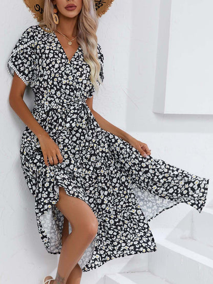Leisure Summer V Neck Women Midi Dresses