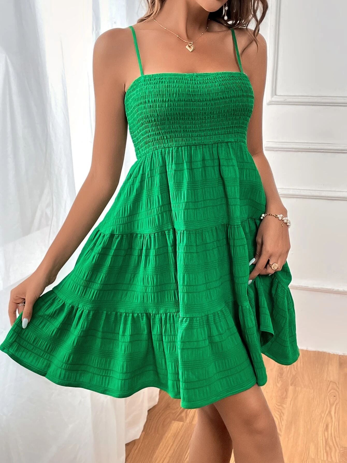 Summer Spaghetti Straps Suspender Solid Color Versatile Daily Dresses