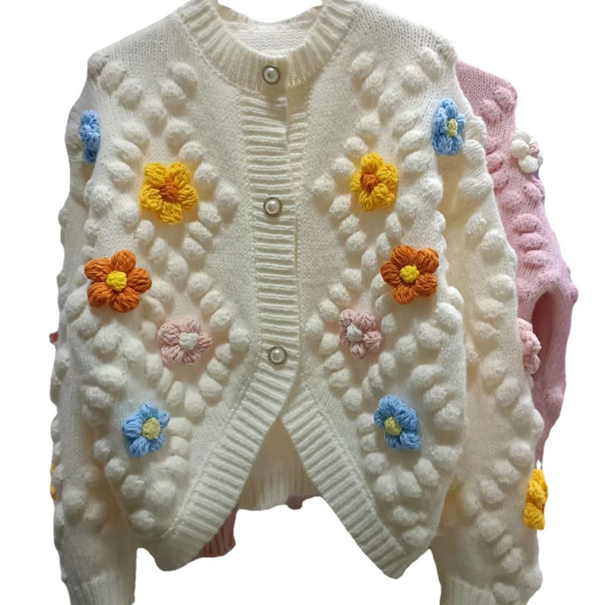 3d Designed Handmade Knitted Flower Cardigans