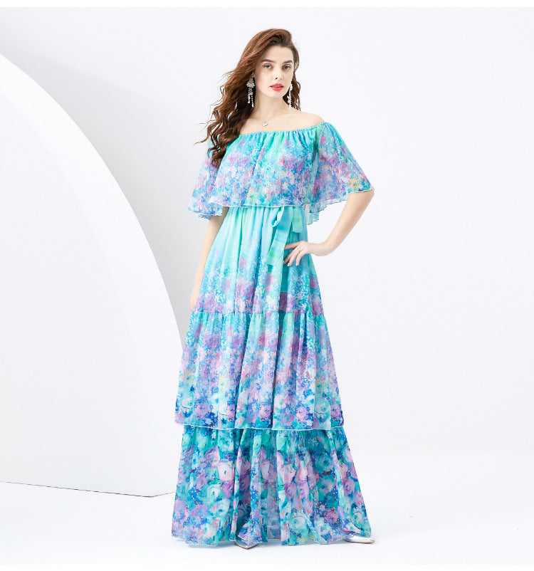 Designed Off The Shoulder Summer Holiday Long Dresses