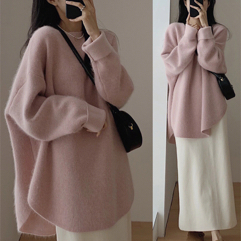 Casual Round Neck Knitted Pullover Sweaters