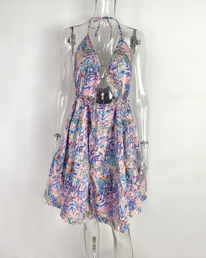 Sexy V Neck Halter Mini Dresses
