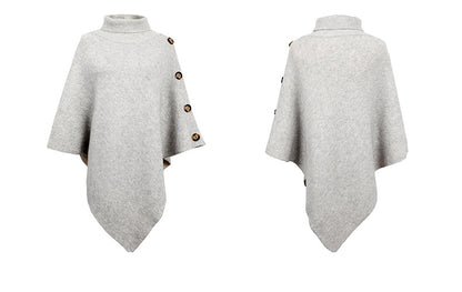 Casual High Neck Knitted Cloak Coats for Women