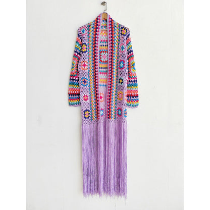 Colorful Crochet Irregular Tassels Coats for Women