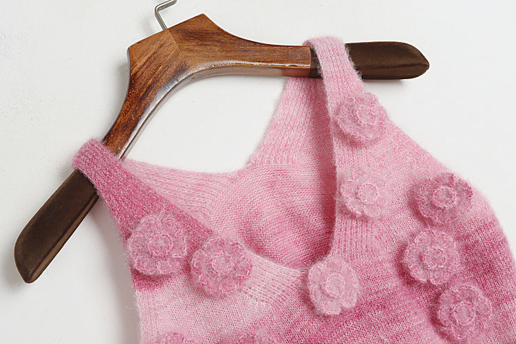 Fashion Lovely 3D Floral Design Short Knitted Sweaters