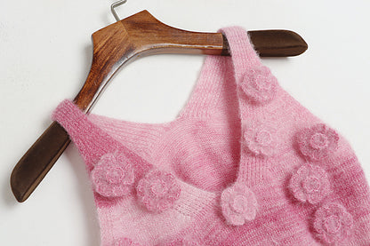 Fashion Lovely 3D Floral Design Short Knitted Sweaters