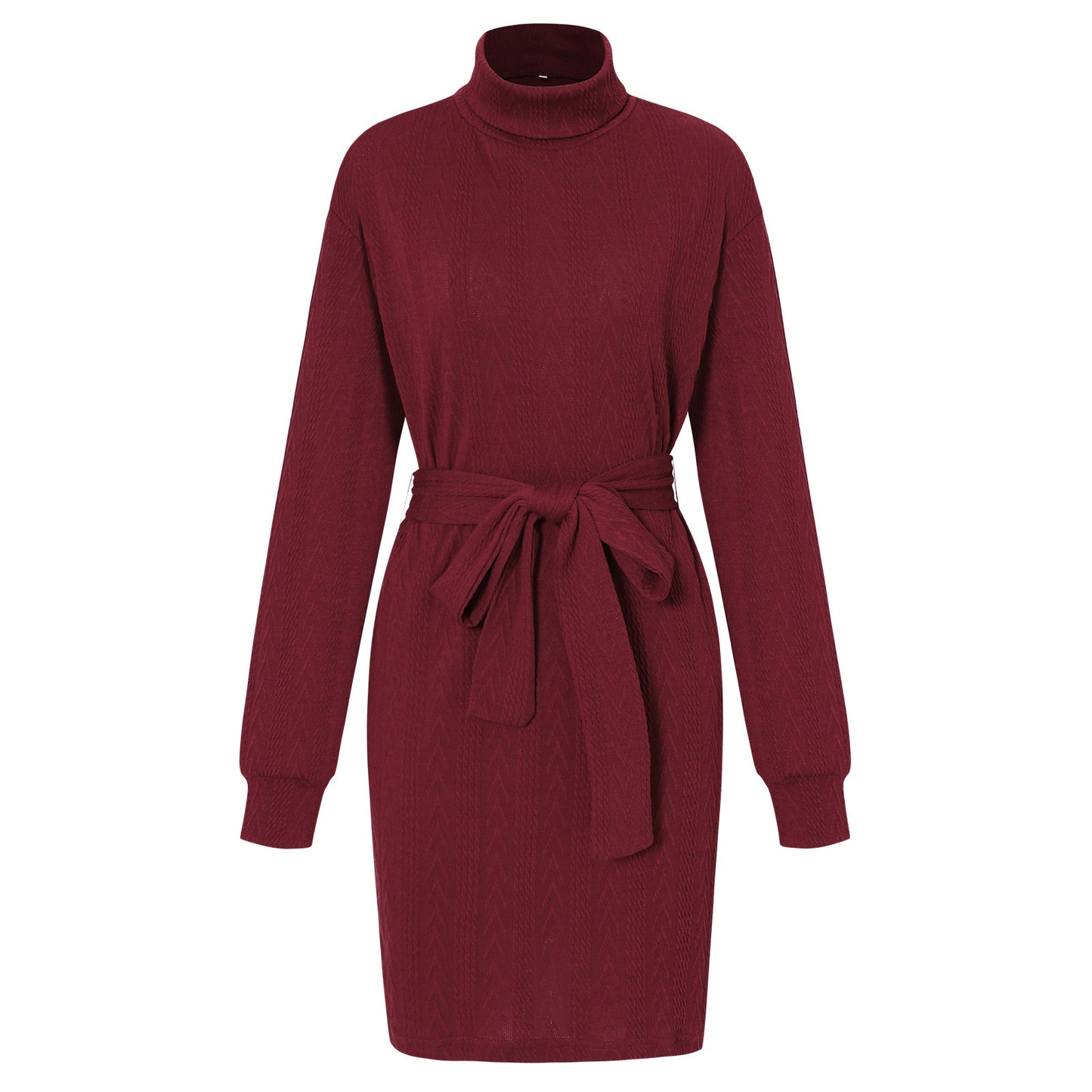 Fashion High Neck Knitted Short Dresses