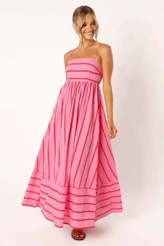 Casual Summer Striped Sleeveless Long Dresses