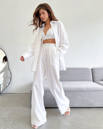 Casual 100% Cotton There Pieces Women Suits