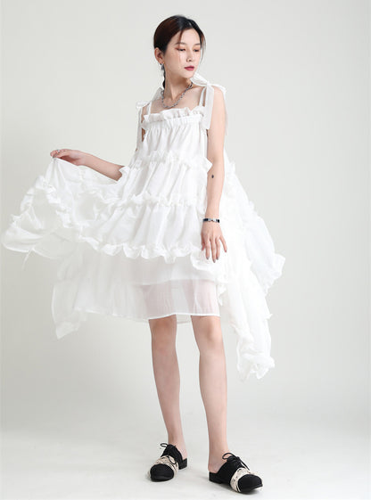 Designed Summer Irregular Spaghetti Straps Mini Dresses