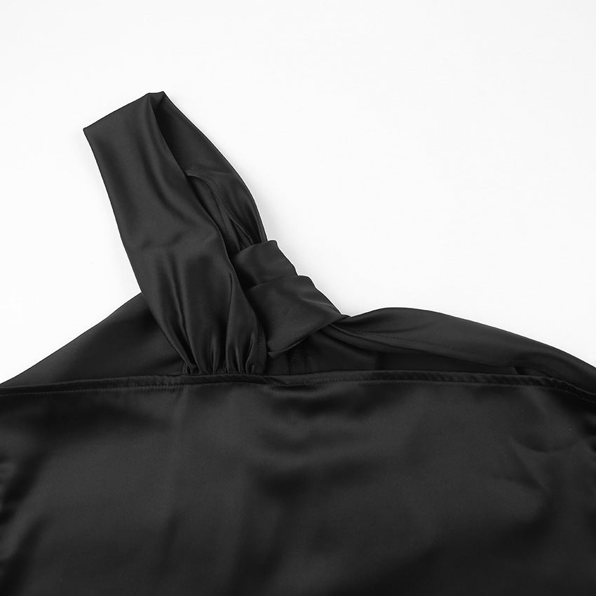Sexy Satin One Shoulder Women Crop Tops