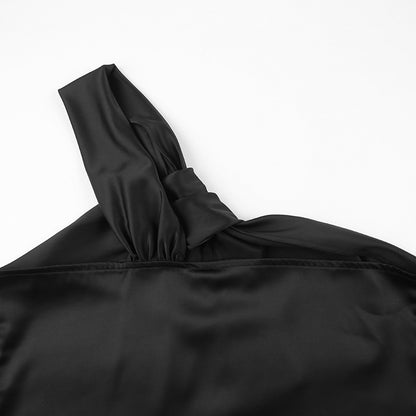 Sexy Satin One Shoulder Women Crop Tops