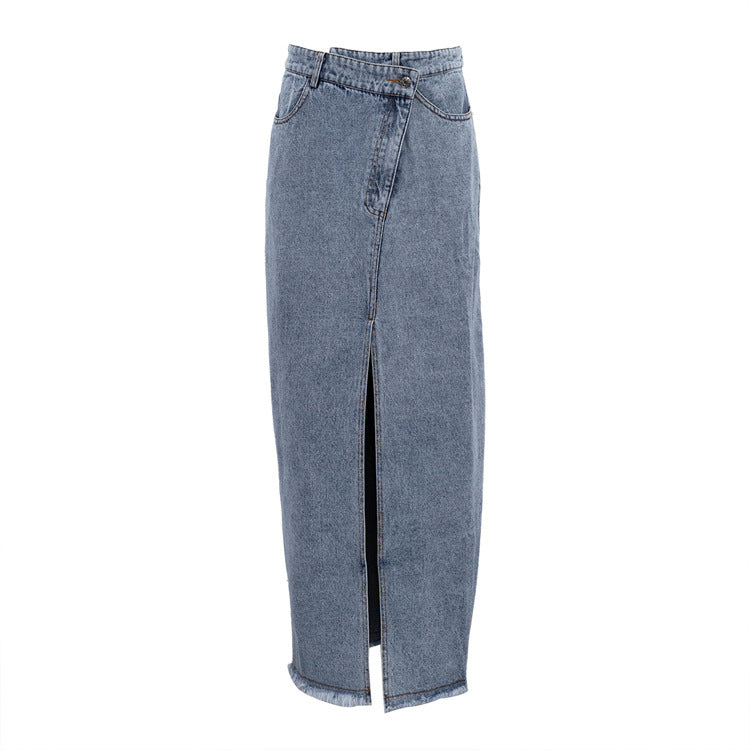 Fashion High Waist Split Front Denim Sheath Skirts