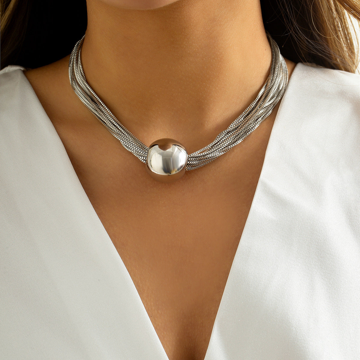 Punk Style Multi Chains Geometry Design Choker Necklines