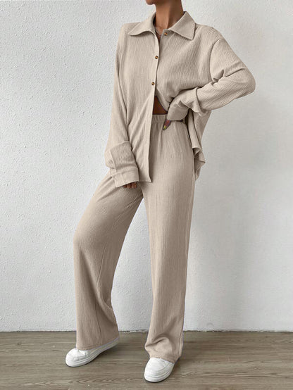 Casual Summer Turnover Collar Two Pieces Suits