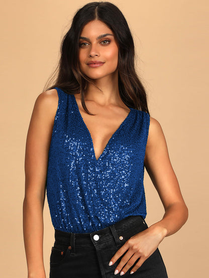 Sexy V Neck Shinning Backless Night Party Jumpsuits