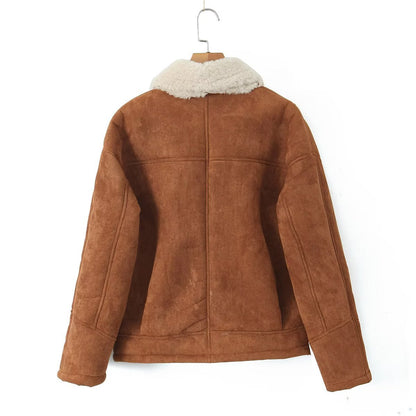 Vintage Winter Lamb Wool Outerwear for Women