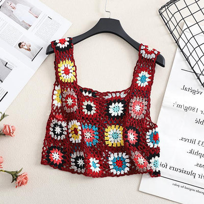Sexy Embroidery Summer Knitted Holiday Tank Tops
