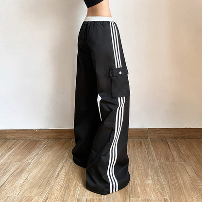 Fashion Black High Waist Black Ankle Tied Pants