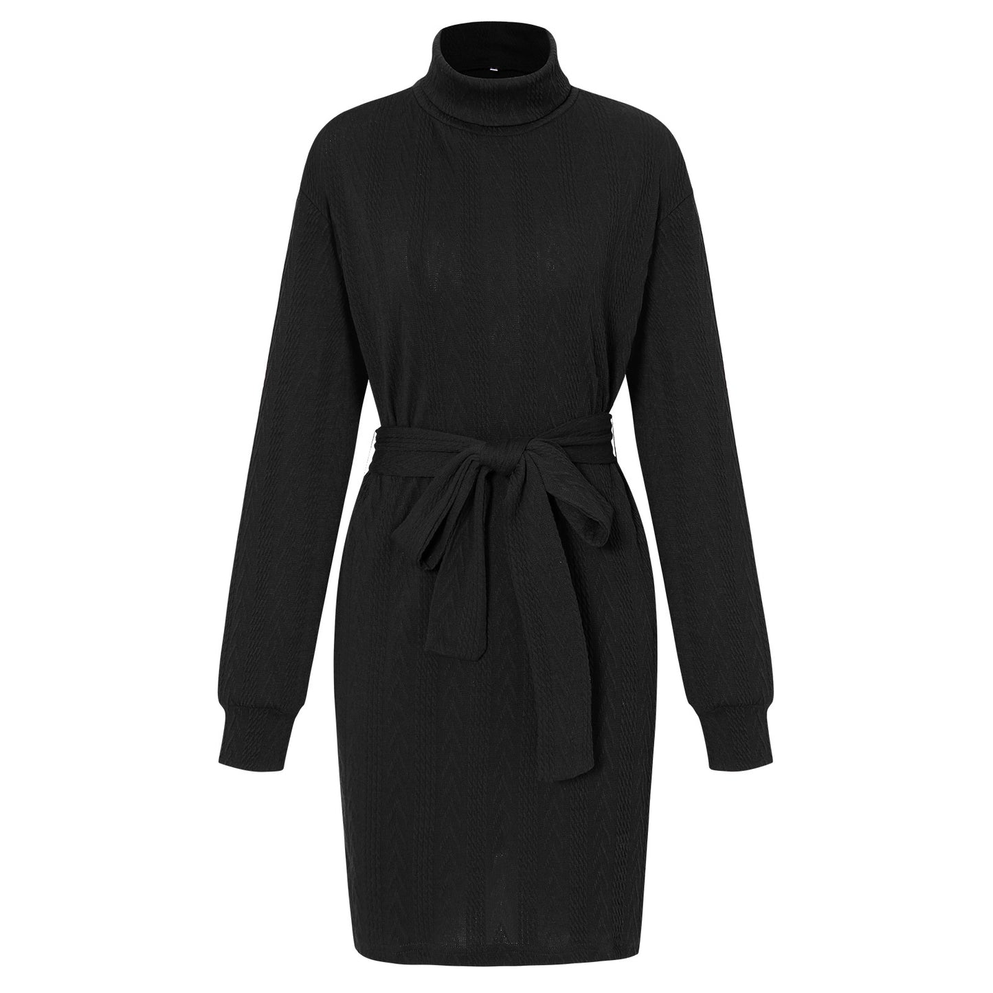 Fashion High Neck Knitted Short Dresses