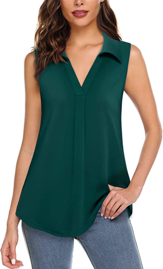 Casual V Neck Sleeveless Women Tops