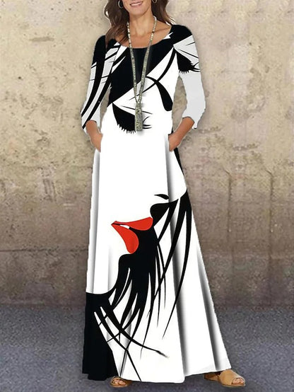 Elegant 3D Floral Print Summer Long Dresses