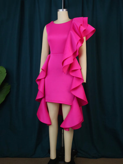 Sexy Ruffled Sleeveless Plus Sizes Bodycon Dresses
