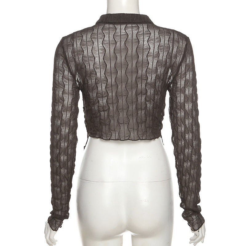 Fashion Midriff Baring Long Sleeves Shirts