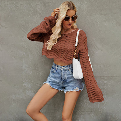 Fashion Hallow Out Short Knitted Pullover Sweaters