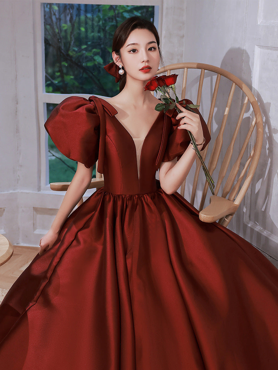 Elegant Wine Red Ball Gown Dresses