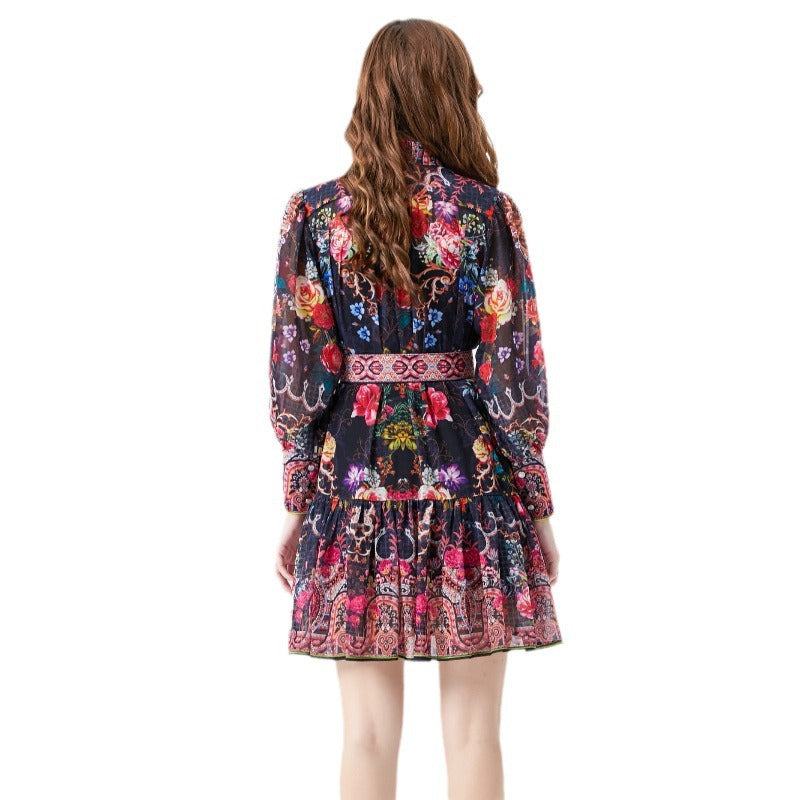Vintage Designed Long Sleeves Short Dresses