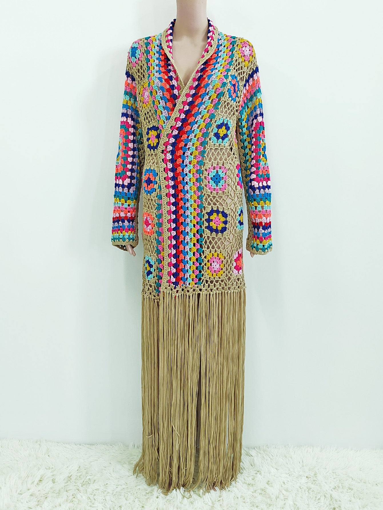 Colorful Crochet Irregular Tassels Coats for Women