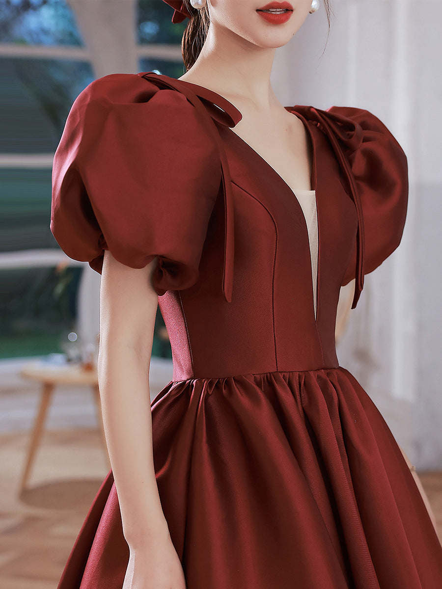 Elegant Wine Red Ball Gown Dresses