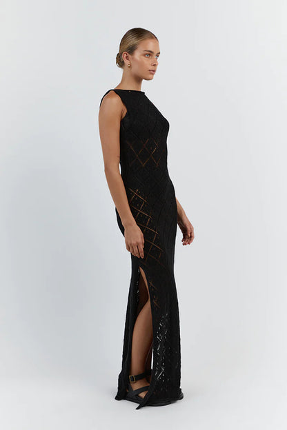 Sexy See Through Knitted Long Dresses for Women