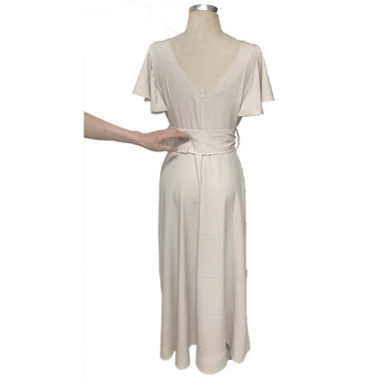 Fashion V Neck Ruffled Long Dresses
